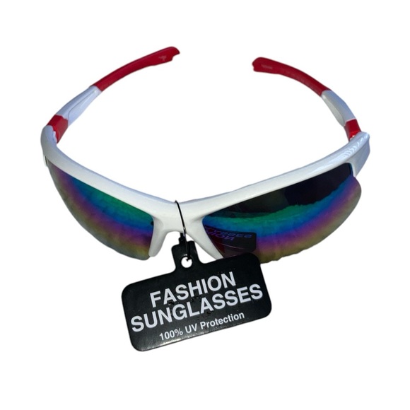 Sports Wrap Semi Rim Rainbow Fashion Sunglasses - Picture 11 of 12